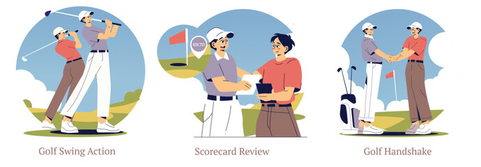 Golf Swing, Scorecard Review, and Sportsmanship Handshake