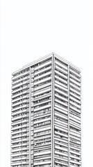 Monochrome, tall apartment building