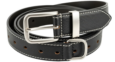 Isolated Black Leather Belt