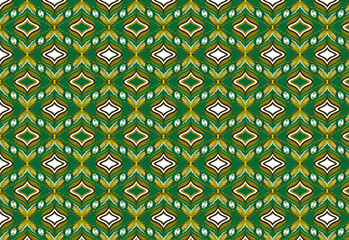 Royal classic seamless fabric pattern with leaves, wheat, and an eagle. Natural earth tones on a green background. Luxurious, organic, perfect for textiles and decor