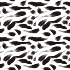 Seamless abstract geometric pattern. Background in black, white. Illustration. Lines, stains, strokes. Design for textile fabrics, wrapping paper, background, wallpaper, cover.