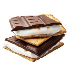 Stacked s'mores dessert isolated on transparent background