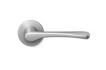 Realistic metallic door handle isolated on transparent background, emphasizing concepts of security, access, and interior design
