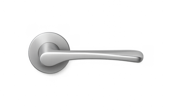 Realistic metallic door handle isolated on transparent background, emphasizing concepts of security, access, and interior design - Powered by Adobe