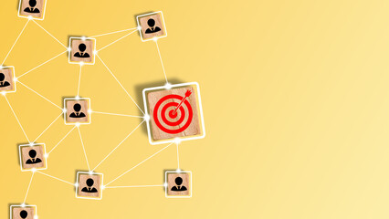Red dartboard sign as a target connected with many business person or working staff. Target...