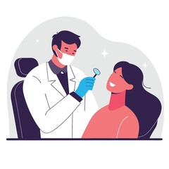 Happy Patient Receiving Dental Examination Illustration