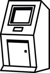 atm machine icon line art vector illustration on transparent background	
