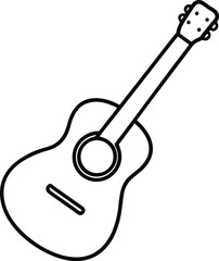 guitar icon line art vector illustration on transparent background	
