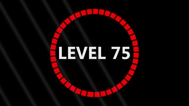 Level 30 text font with light. Level Up sign animation on black background.
