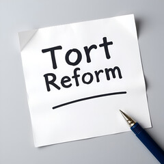 Business concept about Tort Reform  with phrase on the piece of paper.