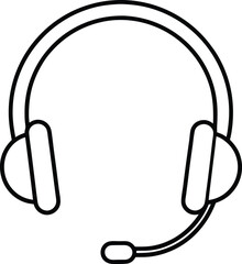 headset icon line art vector illustration on transparent background	
