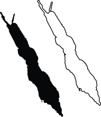 Map of Red Sea Silhouette Flat and Outline Design
