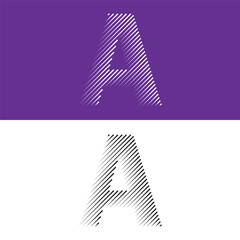 Letter A lines abstract modern art vector illustration