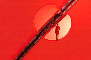 Obraz premium Red tunnel, figure, abstract