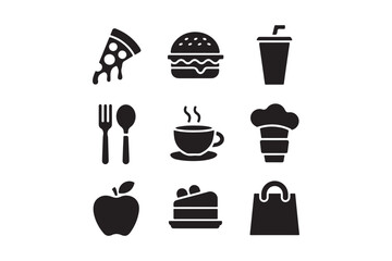 Food Icon Set for Restaurants, Cafes, and Menus