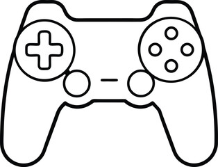 video game controller icon line art vector illustration on transparent background	
