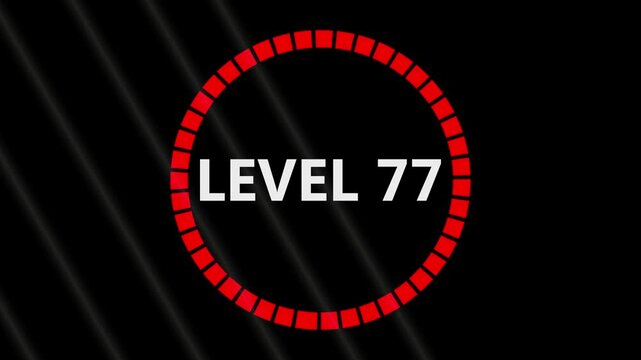 Level 30 text font with light. Level Up sign animation on black background.