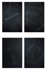 Chalkboard collage with chalk traces, blackboard texture, school chalkboard photos, chalk dust background


