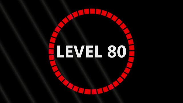 Level 30 text font with light. Level Up sign animation on black background.