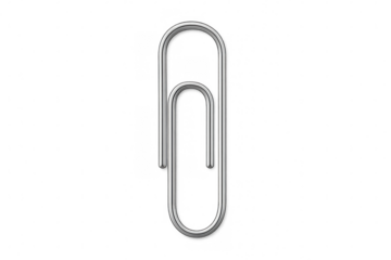Shiny metallic paperclip isolated on a transparent background, perfect for adding a touch of realism to any project