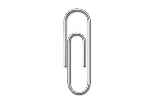 Shiny metallic paperclip isolated on a transparent background, perfect for adding a touch of realism to any project