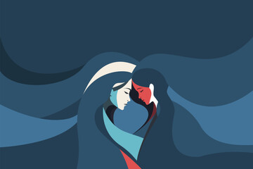 yoga, Meditation, Girl, Woman, Mother, Flowers, Leaves, Tree, Mental Health, Inner Child, Love, Hug, Freedom, Thoughts, World, Life, Vector, Artwork