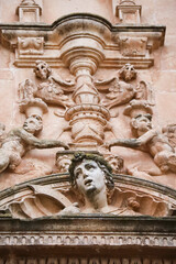 Architectural details of Santa Maria Del Salvador church in The old town of Chinchilla de Montearagon