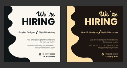 We Are Hiring social media poster design vector templates