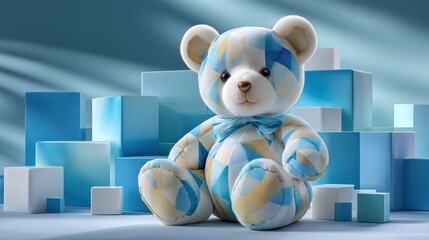 Geometric teddy bear toy modern scandinavian design for kids