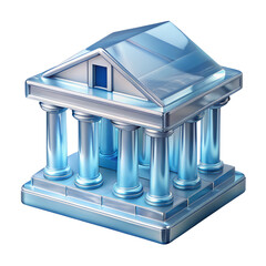 3d rendered glossy bank building icon, modern financial institution, isolated