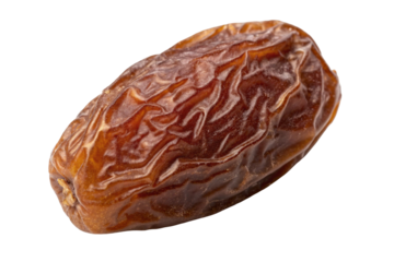Isolated date fruit closeup shot for healthy eating and ramadan food concept with transparent background
