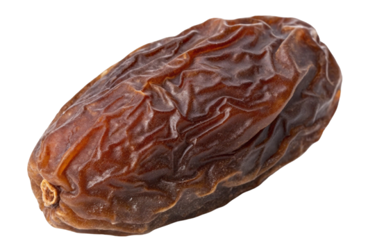 Stock photo of medjool date fruit isolated on transparent background for healthy eating and food concept