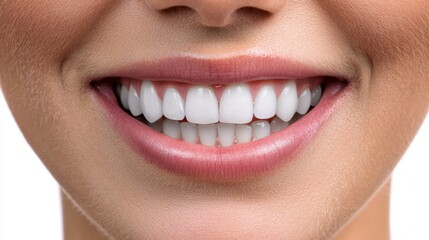 Obraz premium Bright smile showcasing healthy teeth in a close-up portrait captured indoors under natural light