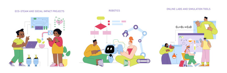 Eco-STEAM Illustrations with Robotics and Lab Tools