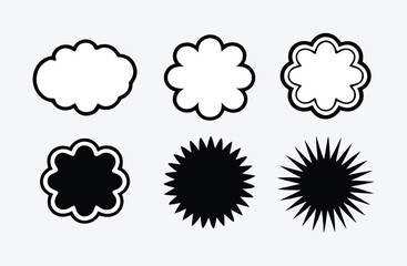 Six Black and White Speech Bubble Icons Animated G I F Style