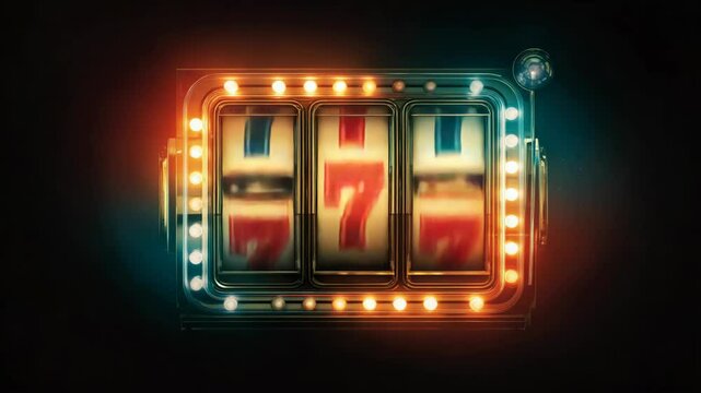 Glowing slot machine in casino