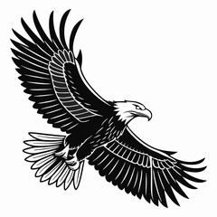 Aggressive eagle in flight strong wing design vector