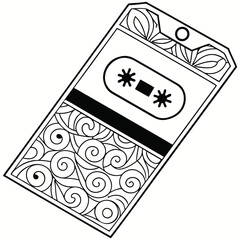 Rectangular cassette tag with bold ornamental details vector