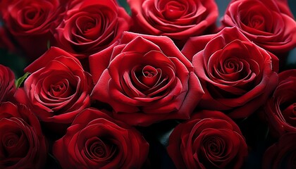 close up of a bunch of red roses