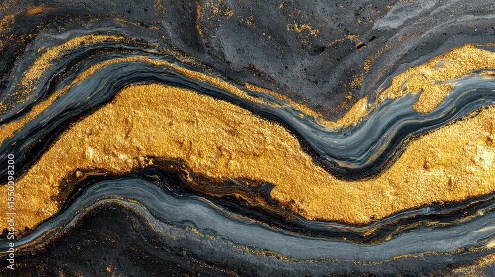 Aufkleber swirling patterns of black and gray are beautifully interspersed with vibrant gold, creating an exqu