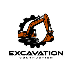 The logo of an excavator and a large gear, symbolizes the synergy between mechanical strength and work precision.
