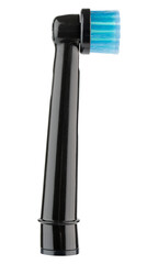 Toothbrush. Rotating black electric brush heads for toothbrush. Dental care. Appliance for clean teeth, gum. Oral daily tooth care. Hygiene for white teeth. Single tooth brush. Isolated background