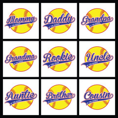 Softball Rookie Family Graphic Designs for Apparel and Accessories