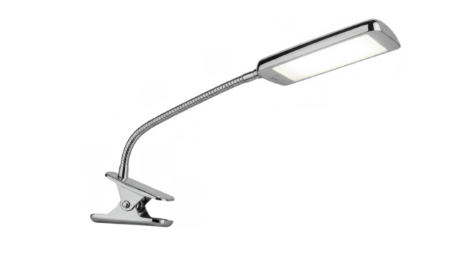 Modern clip-on desk lamp with adjustable neck and LED light   - Powered by Adobe