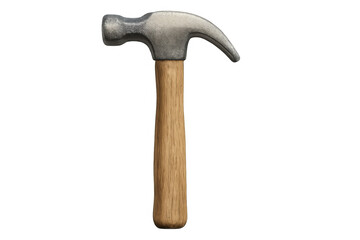 Metal claw hammer with wooden handle isolated on transparent background, ideal for construction and diy projects