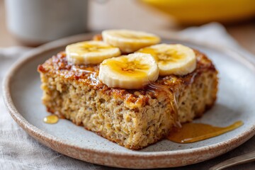 Salted Brown Butter Banana Zucchini Baked Oatmeal with Maple Drizzle