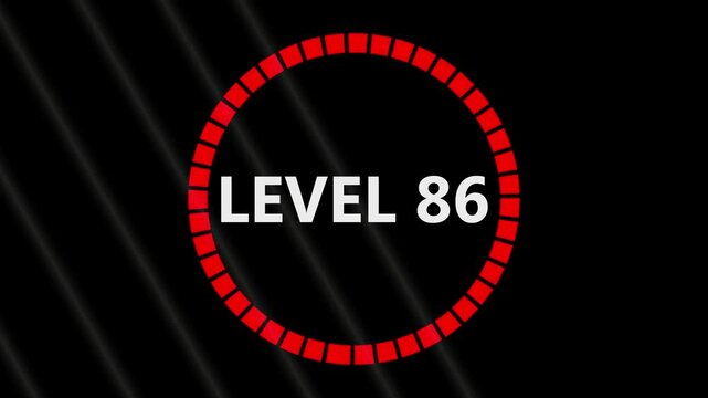 Level 30 text font with light. Level Up sign animation on black background.