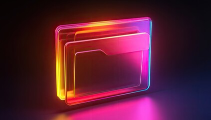 Neon folder icon, vibrant colors