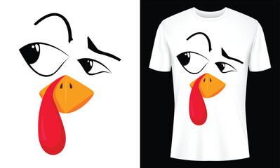 Cartoon Turkey Face T Shirt Design for Thanksgiving Celebration