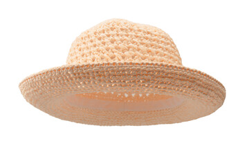 Straw summer hat with isolated on white background.